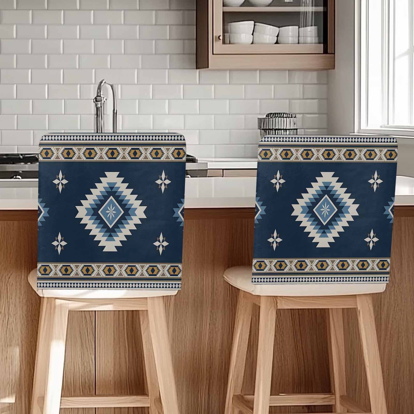 Blue Brown Boho Chair Back Cover for Dining Room Set of 6,Country ...