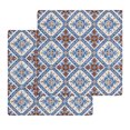 thumbnail image 1 of Blue Brown Boho Kitchen Dish Towels for Drying Dishes Set of 2, Classic Traditional Elegant Waffle Weave Microfiber Hand Tea Bathroom Towels Quick Dry & Absorbent Towel 12x12, 1 of 7