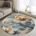 thumbnail image 1 of Blue Brown Botanical Round Rug 3.3ft Washable Circle Entryway Rugs Non Slip Farmhouse Flowers Summer Area Rug Indoor Floor Carpet for Bedroom Kitchen Living Room Home Office Dining Room Nursery, 1 of 8