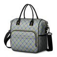 thumbnail image 1 of Blue and Brown Checkered Pattern Insulated Leakproof Lunch Box for Women, Large Lunch Bag for Tween Teen Adult, Loncheras Para Mujer for Work Beach Travel Picnic Camping, 1 of 6