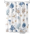 thumbnail image 1 of Blue Brown Coastal Extra Long Shower Curtain Set, Waterproof Shower Curtains for Bathroom, Nautical Summer Beach Sea Turtle Washable Fabric Cloth Bath Curtain for Bathtub with Hooks 72x96 Inches, 1 of 6