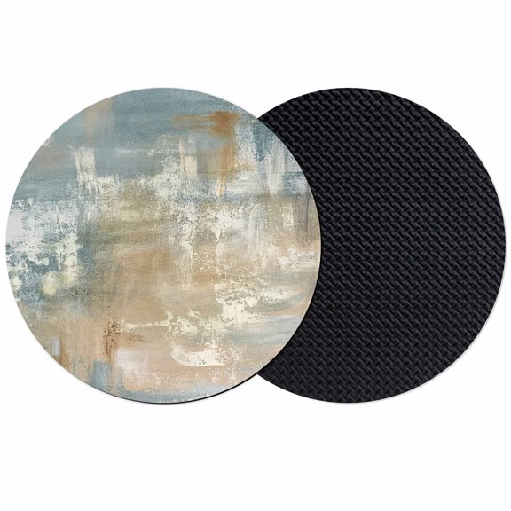 Blue Brown Coasters Set of 2, Absorbent Coasters for Drinks, Vintage Modern Oil Painting Art Abstract Coaster for Desk Coffee Table Protection, Home Decor House Warming Gifts 4"