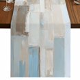 thumbnail image 1 of Blue Brown Color Blocks Table Runner 70 Inches Long,Modern Abstract Oil Painting Art Cotton Linen Table Runners Dresser Scarves,Fabric Tabletop Scarf Furniture Cover for Home Dinner Party 13"x70", 1 of 9