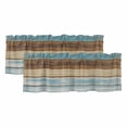thumbnail image 1 of Blue Brown Curtain Valances for Windows, Kitchen Valance Window Treatments Panel 2 Pack, Farmhouse Rustic Wooden Plank Board Rod Pocket Short Curtains for Bathroom Bedroom 54 x 18 Inch, 1 of 8