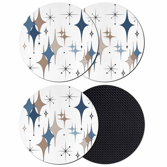 Blue Brown Diamond Coasters Set of 4, Absorbent Coasters for Drinks, Modern Geometric Middle Century Coaster for Desk Coffee Table Protection, Home Decor House Warming Gifts 4"