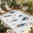 thumbnail image 1 of Blue Brown Diamond Outdoor Rug 5x8 Ft - Reversible Patio Rug Outdoor Camping Rugs, Modern Geometric Middle Century Washable Indoor Outdoor Area Rugs, Non-Slip Outdoor Carpet Runner for Deck/Porch, 1 of 8