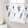 thumbnail image 1 of Blue Brown Diamond Sheer Curtains 45 Inch Length 2 Panels Set Window Treatments, Modern Geometric Middle Century Rod Pocket Semi Curtains for Living Room/Bedroom/Kitchen Décor, 104"W x 45"L, 1 of 7