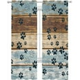 thumbnail image 1 of Blue Brown Dog Paw Prints Curtains Set For Living Room/Bedroom, Country Kitchen Curtains With Grommet, Farmhouse Wooden Window Treatments 26"W x 45"L (Pack of 2), 1 of 6