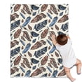 thumbnail image 1 of Blue and Brown Feather Pattern Blanket,Comfortable Soft Flannel Throw Blanket,All Season,Warm Lightweight Blankets for Sofa Bed Couch Living Room Chair,30"x40", 1 of 4