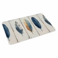 thumbnail image 1 of Blue Brown Feathers Doormat Outdoor Entrance 20"x31.5", Boho Ombre Vintage Wooden Grain Absorb Moisture Dirt Door Mats, Non-Slip Rubber Backing Floor Mats Indoor, Low-Profile Front Door Rugs, 1 of 9