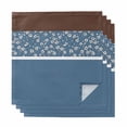 thumbnail image 1 of Blue Brown Flowers Cloth Napkins, Classic Botanical Art Elegant Washable and Reusable Dinner Napkins Set of 4, Table Napkin for Kitchen Party Birthday Wedding Hotel Housewarming 20"x20", 1 of 8