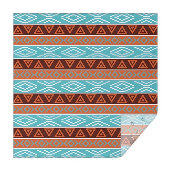Blue and Brown Geometric Pattern Square Tablecloth,Waterproof Square Table Cover,Wipeable Spillproof Washable Table Cover for Home Kitchen Party Decor 52"x52"(132x132cm)