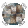 thumbnail image 1 of Blue Brown Geometric Round Tablecloth for 36-44 Inch Tables, Fitted Table Cover with Elastic Edge, Modern Ombre Abstract Art Waterproof Outdoor Table Cloth Protector for Patio Garden Dinner Picnic, 1 of 9