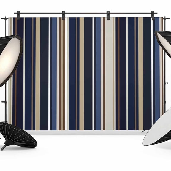 Blue and Brown Geometric Stripe Pattern Backdrop for Photoshoot, Photography Photo Studio Background Wall Backdrop, Back Drop Banner Panel for Portraits Wedding Party Live Streaming Decor 7x5Ft