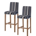 thumbnail image 1 of Blue and Brown Geometric Stripe Pattern Bar Stool Covers Set of 2, Stretch Washable Bar Chair Covers with Backs, Removable Pub Counter Height Chair Cover for Kitchen Dining Room Cafe, 1 of 7