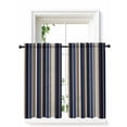 thumbnail image 1 of Blue and Brown Geometric Stripe Pattern Curtains 45 Inch Length, Sheer Curtains for Bedroom Living Room Window Rod Pocket Voile Drapes Kitchen Curtains Small Half Window 52"x45" 2 Panels, 1 of 6