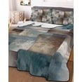 thumbnail image 1 of Blue Brown Geometric Twin Size Down Alternative Comforter, Lightweight Comforter Quilt Bedding Set with Pillow Shams Modern Ombre Abstract Art All Seasons Bed Comforter Duvet Insert 68"x86", 1 of 7