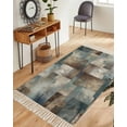 thumbnail image 1 of Blue Brown Geometric Washable Area Rug 3'x5', Modern Ombre Abstract Art Woven Cotton Tassels Kitchen Rugs, Non Slip Indoor Door Mat Throw Carpet for Entryway Living Room Nursery Laundry Room, 1 of 9