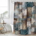thumbnail image 1 of Blue Brown Geometric Waterproof Shower Curtain, Stall 36"x72" Washable Polyester Fabric Shower Curtains for Bathroom, Modern Ombre Abstract Art Decorative Bathtub Curtain Sets with Hooks, 1 of 9