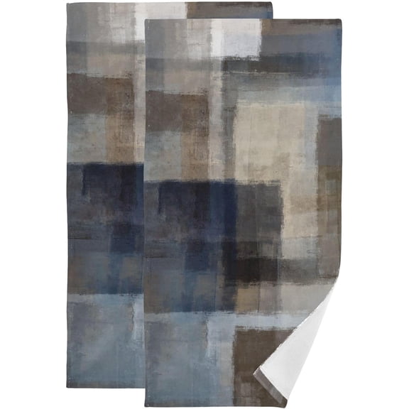 Blue Brown Grey Modern Hand Towels for Bathroom Set of 2 Soft Absorbent Retro Abstract Art Painting Bath Towels Decorative Kitchen Dish Towel Bathroom Towels for Guest Shower Gym 28x14in