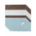 thumbnail image 1 of Blue Brown Morocco Cloth Napkins Set of 6 Reusable Dinner Napkins, Geometric Stripes Aqua Stitching Cocktail Napkin Washable Table Napkins for Wedding/Holiday Party/Baby Shower 20"x20", 1 of 7