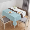 thumbnail image 1 of Blue Brown Morocco Table Cloth Waterproof Tablecloths, Geometric Stripes Aqua Stitching Tablecloth Dining Table Cover for Kitchen Party Tabletop Outdoor, Square Tablecloth 54x54 Inch, 1 of 9