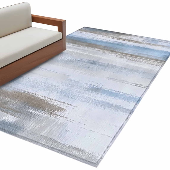 Blue Brown Ombre Area Rug 3x5 Washable Rug Non Slip Modern Abstract Art ...