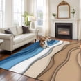 thumbnail image 1 of Blue Brown Ombre Area Rugs 5x7 ft Blue Gradient Abstract Wave Geometric Washable Rug Non Slip Indoor Carpet Absorbent Floor Mat for Living Room Bedroom Dining Room, 1 of 9