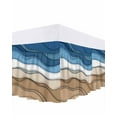 thumbnail image 1 of Blue Brown Ombre Bed Skirt Queen Size 16" Drop Blue Gradient Abstract Wave Geometric Ruffled Wrap Around Bed Skirts Adjustable Elastic Bedskirt Dust Ruffle for Queen Size Bed, 1 of 7