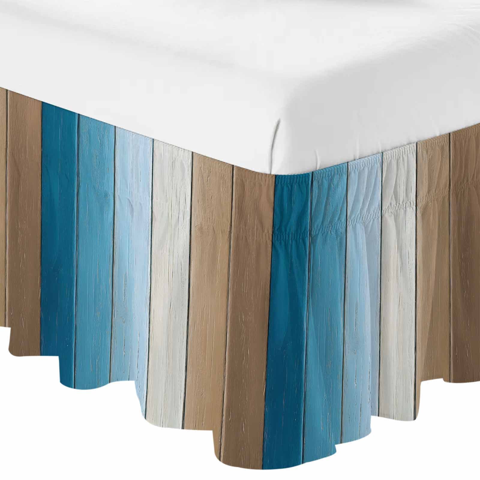 Blue Brown Ombre Bed Skirt Queen Size 18 Inch Drop, Adjustable ...