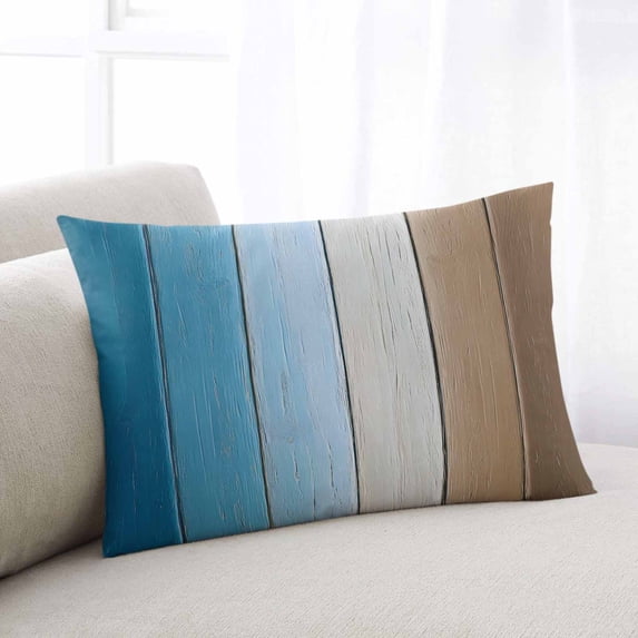 Blue Brown Ombre Body Pillow Cover, Pillowcase Protectors with Zipper, Breathable Decorative Throw Pillow Case Cover, Vintage Country Wooden Pillow Shams for Couch Sofa 24x36Inch