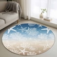 thumbnail image 1 of Blue Brown Ombre Coastal Round Area Rug 4Ft Washable Circle Rugs for Bedroom Dining Room, Sea Nautical Summer Beach Starfish Coral Non-Slip Carpet Floor Mats Indoor Outdoor Carpet Runner Home Decor, 1 of 8