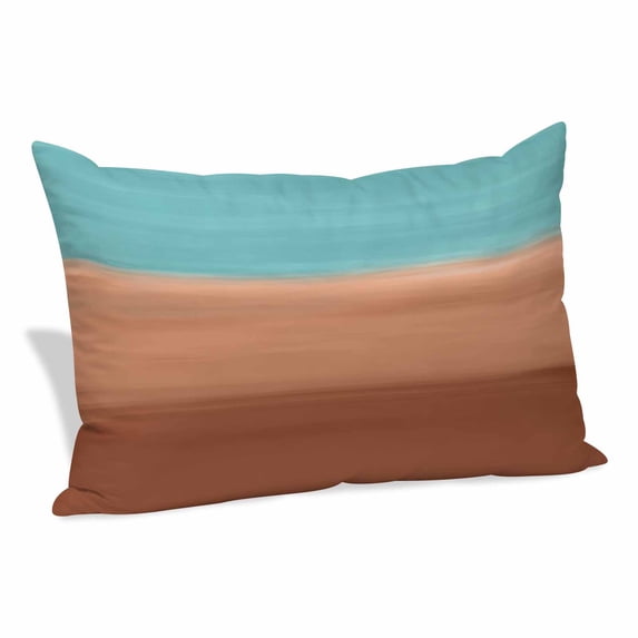 Blue Brown Ombre Pillow Covers, Linen Long Throw Pillow Case, Modern Abstract Gradient Art Holiday Pillow Protector Decorative Cushion Cover for Living Room/Bedroom 20" x 26"