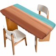 thumbnail image 1 of Blue Brown Ombre Table Cloths for 8 Foot Rectangle Tables, Modern Abstract Gradient Art Patio Waterproof Elastic Fitted Tablecloths, Washable Rectangular Table Cover for Camping, 1 of 8