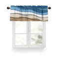 thumbnail image 1 of Blue Brown Ombre Valances for Windows Blue Gradient Abstract Wave Geometric Valance Rod Pocket Light Filtering Short Window Treatments Curtains for Kitchen Bathroom Living Room Bedroom, 42 x 18 Inch, 1 of 7