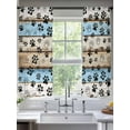 Blue Brown Paw Prints Sheer Curtains for Living Room Bedroom Vintage
