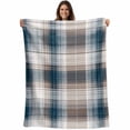 thumbnail image 1 of Blue Brown Plaid Blanket Soft Cozy Warm Throw Blanket for Couch, Plush Fuzzy Flannel Fleece Blankets for Sofa, Modern Abstract Striped Gingham Checked Bed Blankets Lightweight Gifts for Men, 40"x60", 1 of 9