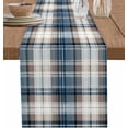 thumbnail image 1 of Blue Brown Plaid Table Runner 90 Inches Long Tablerunner Dresser Scarves, Vintage Abstract Stripes Lattice Kitchen Dinner Cafe Table Runners Decor for Coffee/Party/Wedding, 13.8" x 90", 1 of 8