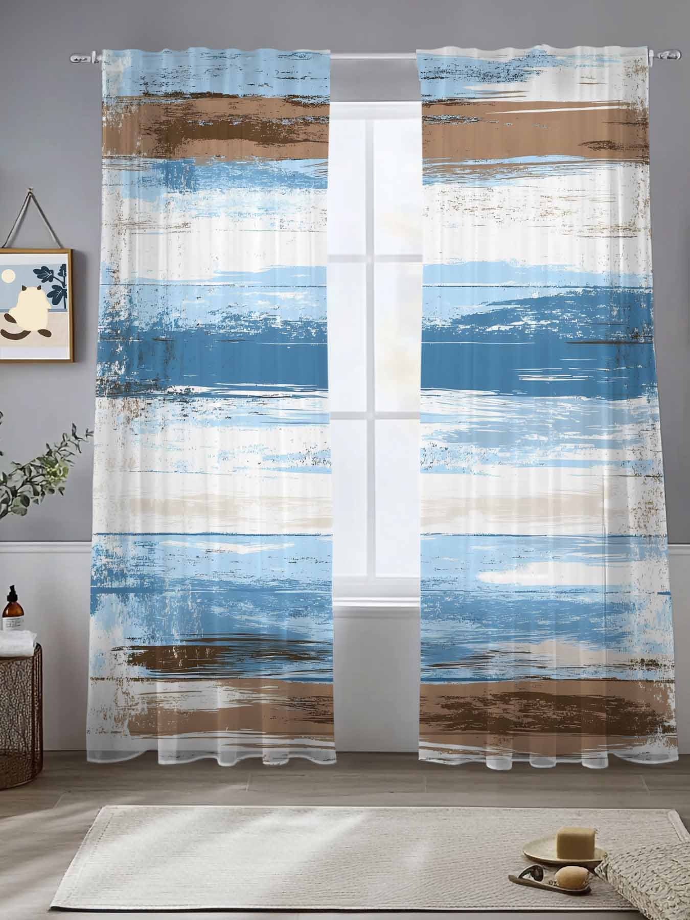 Curtains With Blue And Brownnull