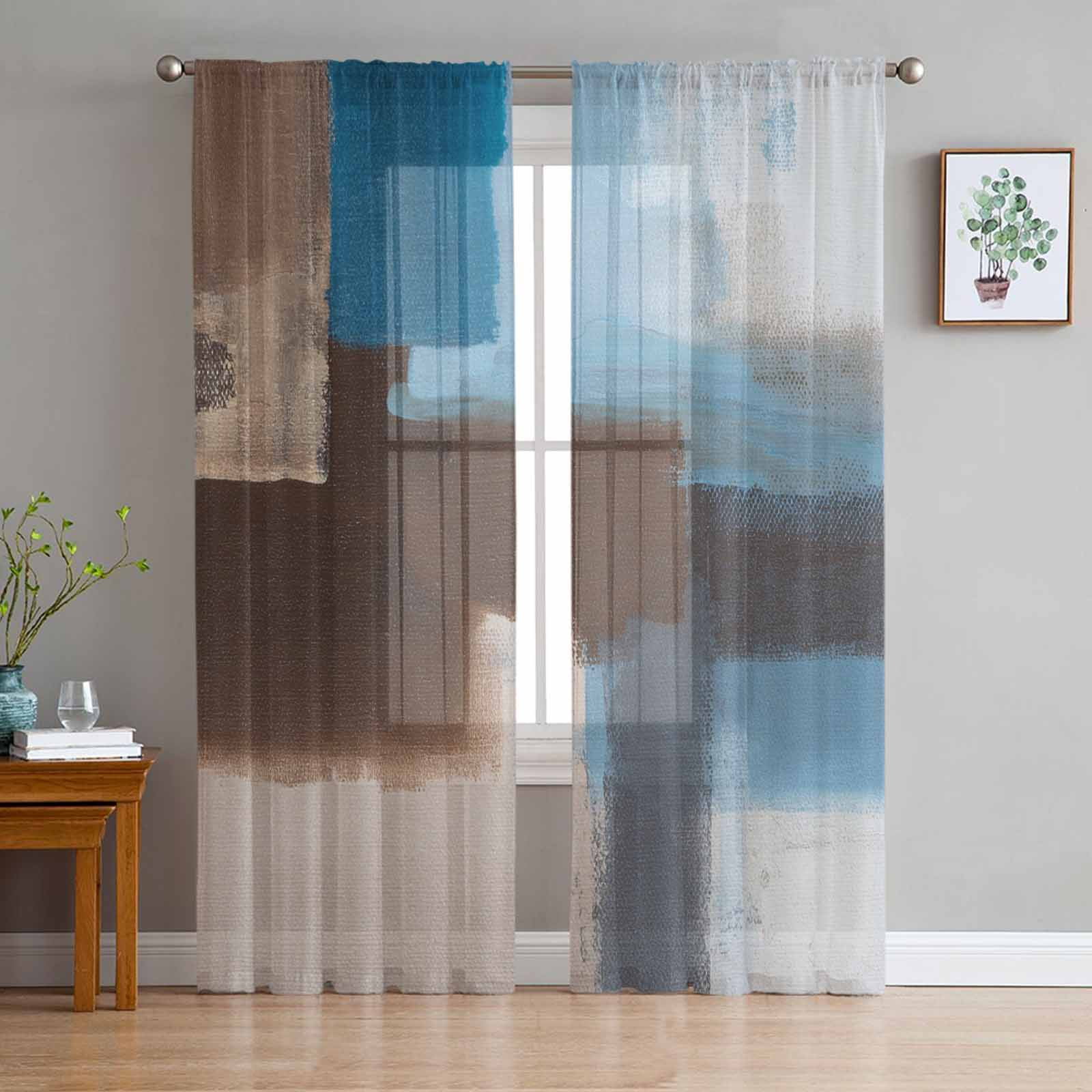 Brown And Blue Curtains