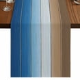 thumbnail image 1 of Blue Brown Short Table Runner 60 Inches Long,Gradient Wood Grain Farmhouse Country Cotton Linen Table Runners Dresser Scarves,Fabric Tabletop Scarf Furniture Cover for Home Dinner Party Decor 13"x60", 1 of 8