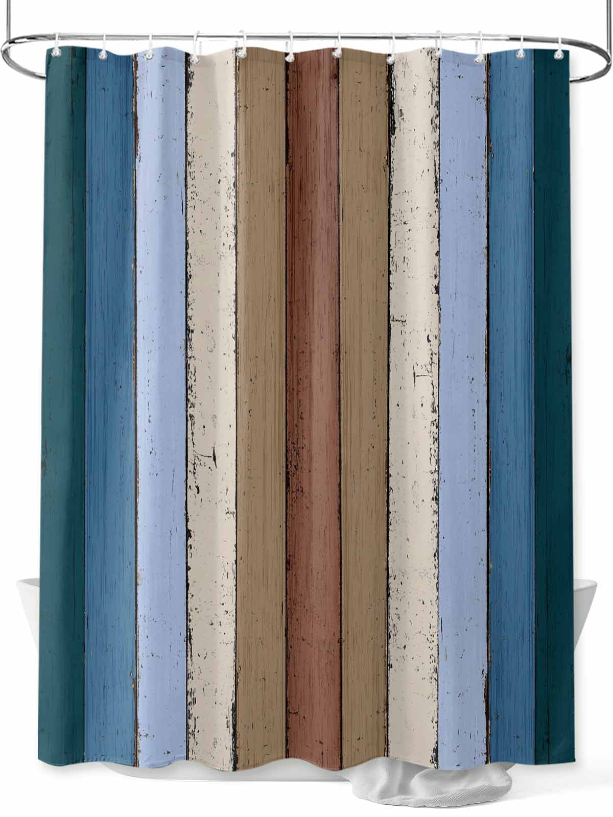 Blue Brown Shower Curtain Set with Hook Washable Cloth Polyester Fabric ...