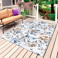 thumbnail image 1 of Blue Brown Spring Floral Outdoor Rug for Patio/Deck/Porch, Non-Slip Large Area Rug 5 x 8 Ft, Summer Botanical Art Indoor Outdoor Rugs Washable Area Rugs, Reversible Camping Rug Carpet Runner, 1 of 8