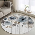 thumbnail image 1 of Blue Brown Spring Floral Round Area Rug 3.3Ft Washable Circle Rugs for Dining Room Table, Watercolor Botanical Vintage Non-Slip Carpet Floor Mats Indoor Outdoor Carpet Runner Aesthetic Home Decor, 1 of 8
