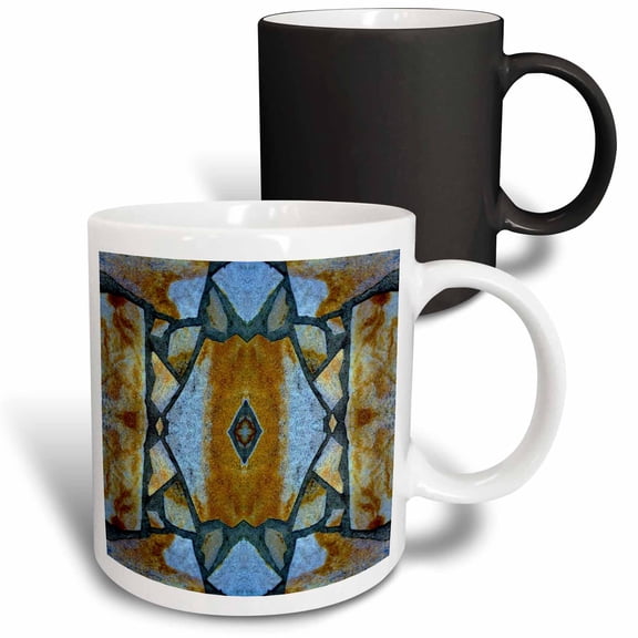 3drose, Blue Brown Stone Mosaic Pattern, 11oz Magic Transforming Mug