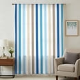 thumbnail image 1 of Blue Brown Stripe Sheer Curtains 45 Inches Long, Ombre Geometric Vertical Striped Light Filering Curtains, Breathable Simi Curtain Privacy Drapes for Kitchen Bathroom Small Window Treatment, 1 of 9