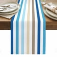 thumbnail image 1 of Blue Brown Stripe Table Runner - 72 Inch Long, Kitchen Dining Table Runner Dresser Scarves, Ombre Geometric Vertical Striped Farmhouse Decor for Coffee Tables Wedding Party Banquet, 1 of 8