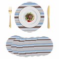thumbnail image 1 of Blue Brown Striped Round 15 Inch Placemats Set of 6, Farmhouse Stripes Modern Abstract Art HeatResistant Non Slip Place Mats for Dining Table, Wipeable Braided Kitchen Table Mats for Housewarming, 1 of 9