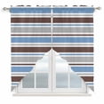 thumbnail image 1 of Blue Brown Striped Swag Valances for Windows, Kitchen Curtains 36 Inch Length 2 Panels Set, Farmhouse Stripes Modern Abstract Art Short Curtains for Small Windows Rod Pocket Cafe Curtains 28"x36", 1 of 8
