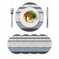 thumbnail image 1 of Blue Brown Stripes Round 13 Inch Placemats Set of 4, Abstract Geometric Spring Flowers Country HeatResistant Non Slip Place Mats for Dining Table, Wipeable Braided Kitchen Table Mats for Housewarming, 1 of 9